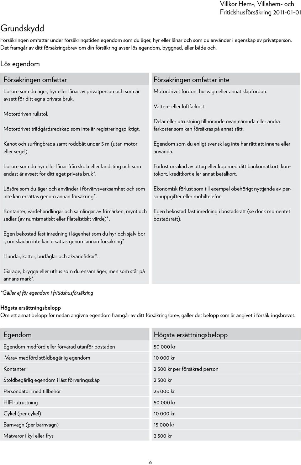 Lös egendom Försäkringen omfattar Lösöre som du äger, hyr eller lånar av privatperson och som är avsett för ditt egna privata bruk. Motordriven rullstol.