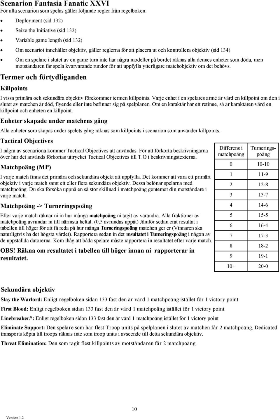 döda, men motståndaren får spela kvarvarande rundor för att uppfylla ytterligare matchobjektiv om det behövs.