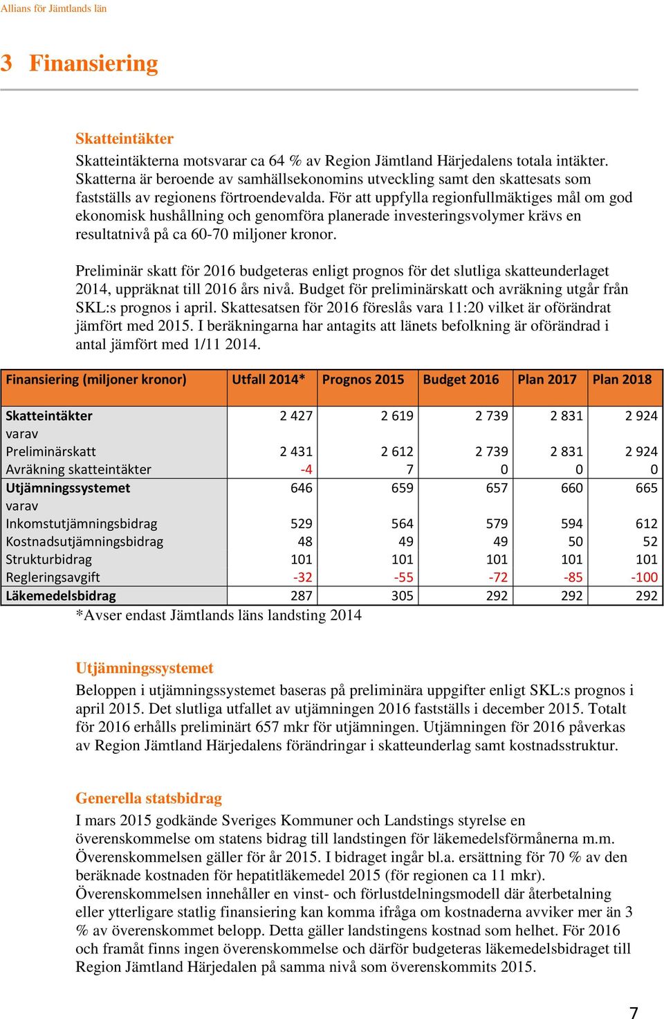 För att uppfylla regionfullmäktiges mål om god ekonomisk hushållning och genomföra planerade investeringsvolymer krävs en resultatnivå på ca 60-70 miljoner kronor.