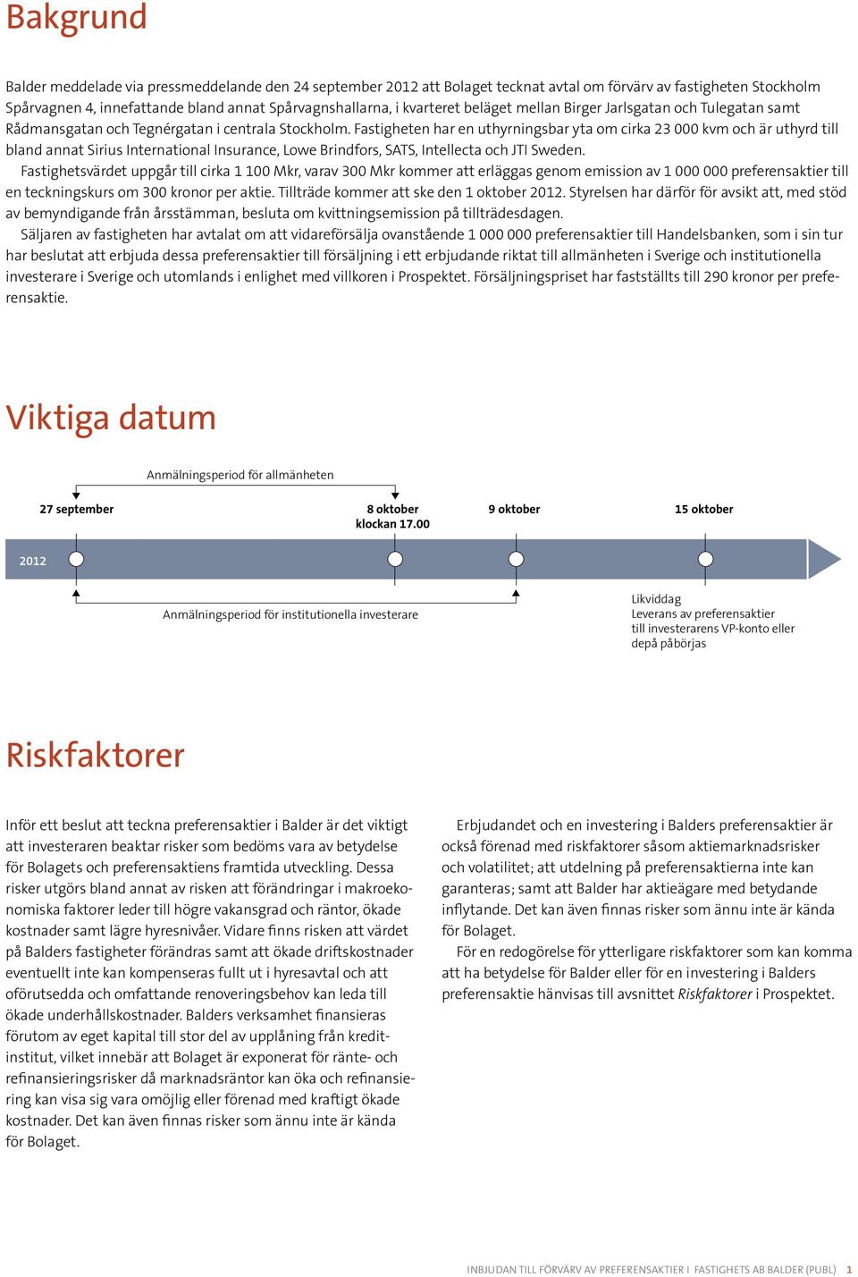 Fastigheten har en uthyrningsbar yta om cirka 23 000 kvm och är uthyrd till bland annat Sirius International Insurance, Lowe Brindfors, SATS, Intellecta och JTI Sweden.