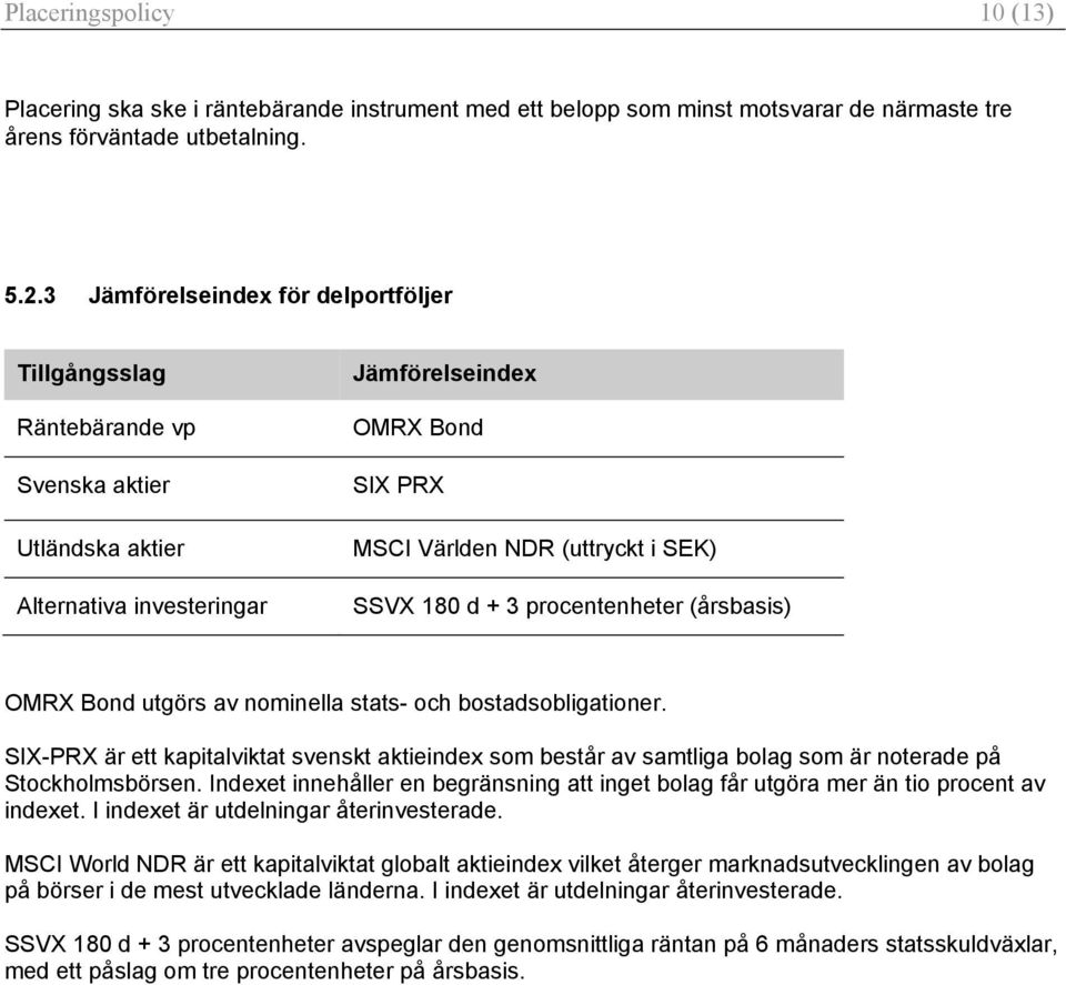 180 d + 3 procentenheter (årsbasis) OMRX Bond utgörs av nominella stats- och bostadsobligationer.