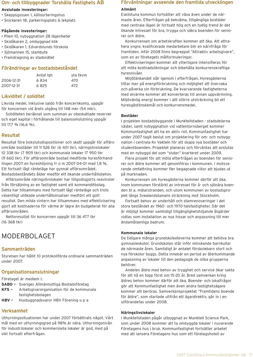 2007-12-31 6 825 472 Likviditet / soliditet Likvida medel, inklusive saldo från koncernkonto, uppgår för koncernen vid årets utgång till 148 mkr (54 mkr).