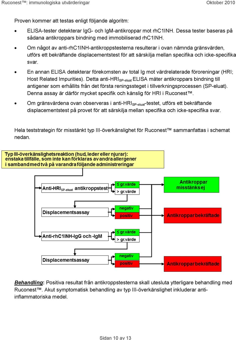 En annan ELISA detekterar förekomsten av total Ig mot värdrelaterade föroreningar (HRI; Host Related Impurities).