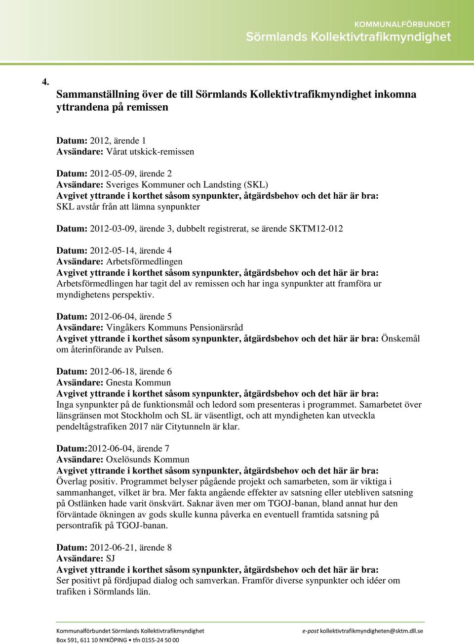 Arbetsförmedlingen Arbetsförmedlingen har tagit del av remissen och har inga synpunkter att framföra ur myndighetens perspektiv.