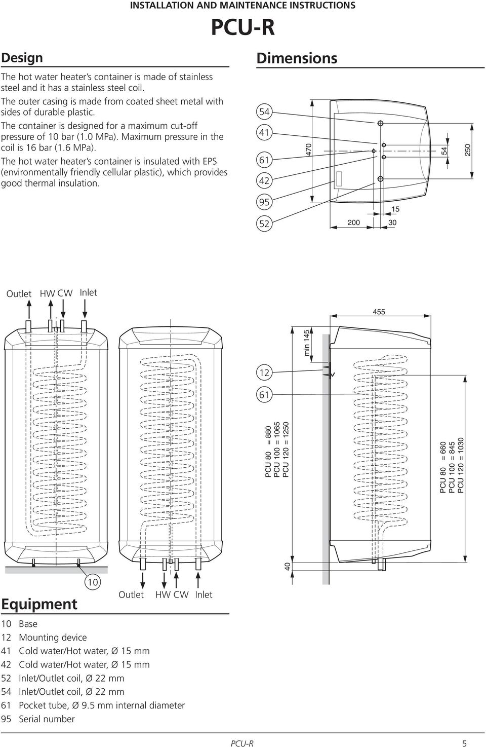 The hot water heater s container is insulated with EPS (environmentally friendly cellular plastic), which provides good thermal insulation.