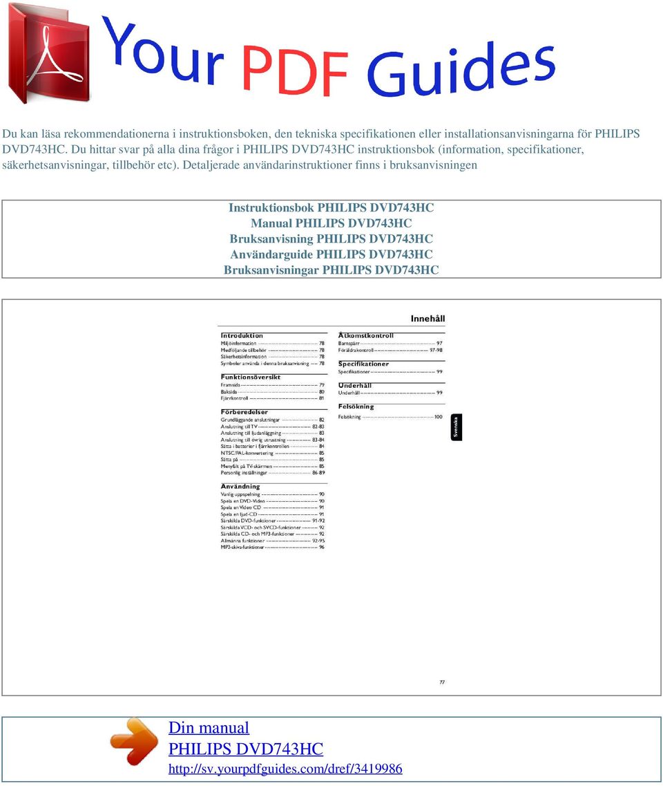 Du hittar svar på alla dina frågor i instruktionsbok (information, specifikationer,