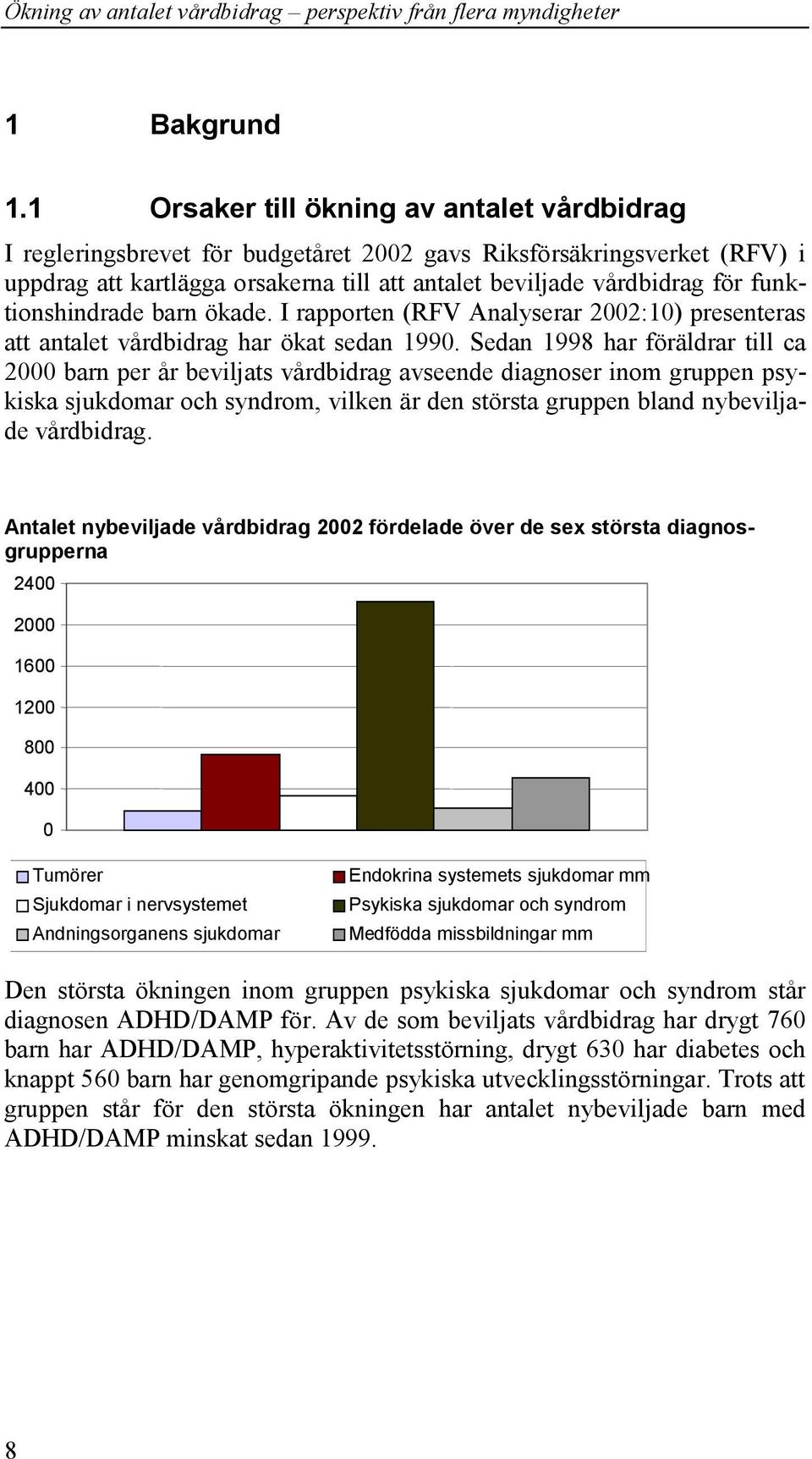 funktionshindrade barn ökade. I rapporten (RFV Analyserar 2002:10) presenteras att antalet vårdbidrag har ökat sedan 1990.