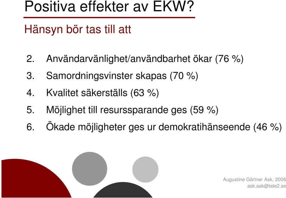 Användarvänlighet/användbarhet ökar (76 %) 3.