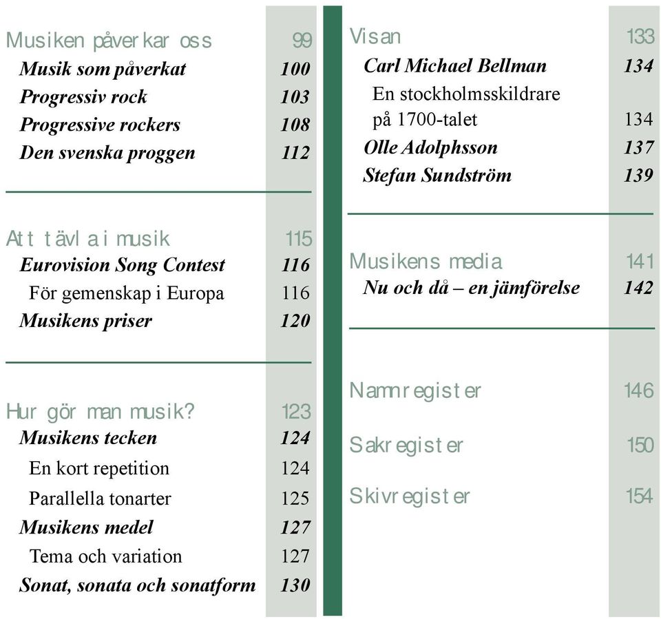 Adolphsson 137 Stefan Sundström 139 Musikens media 141 Nu och då en jämförelse 142 Hur gör man musik?