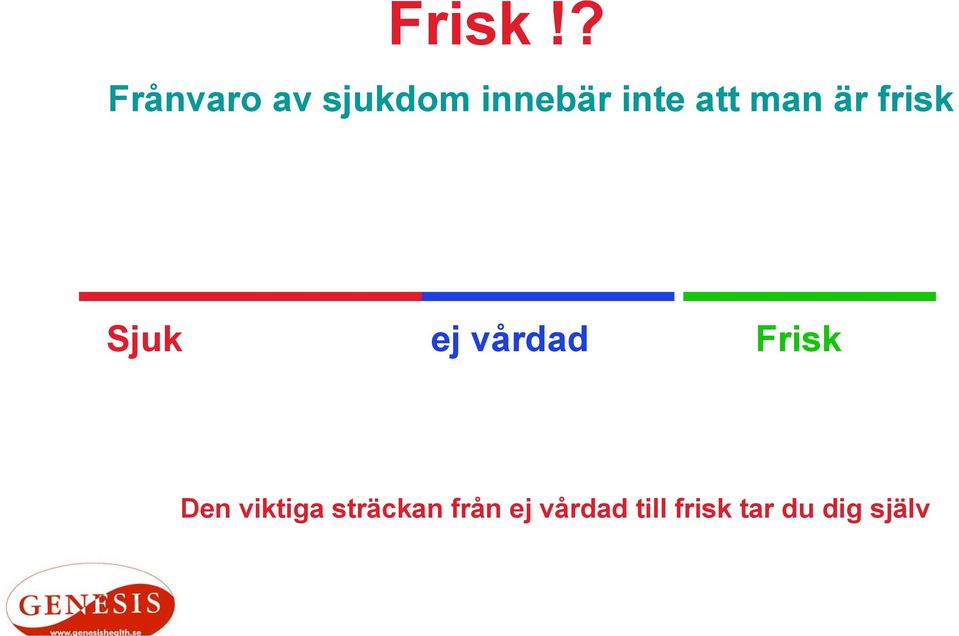 att man är frisk Sjuk ej vårdad