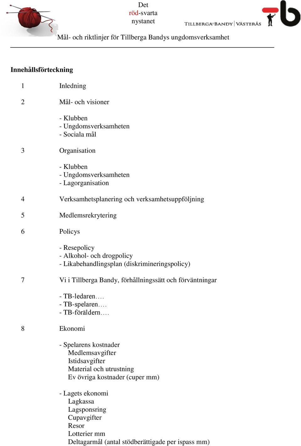 Vi i Tillberga Bandy, förhållningssätt och förväntningar - TB-ledaren. - TB-spelaren. - TB-föräldern.