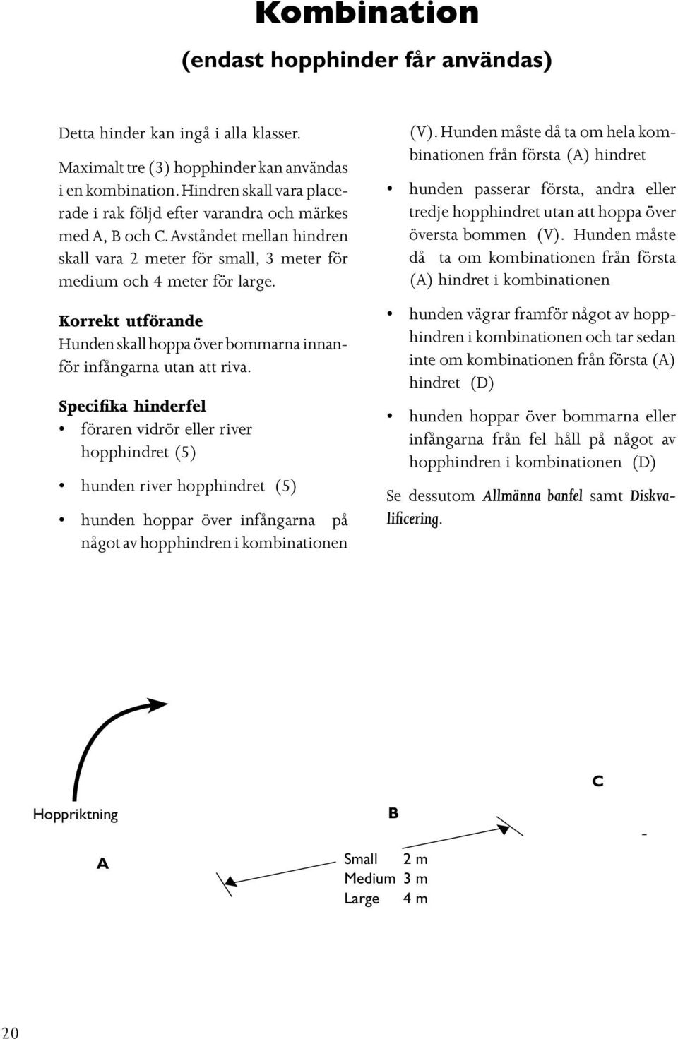 Korrekt utförande Hunden skall hoppa över bommarna innanför infångarna utan att riva.