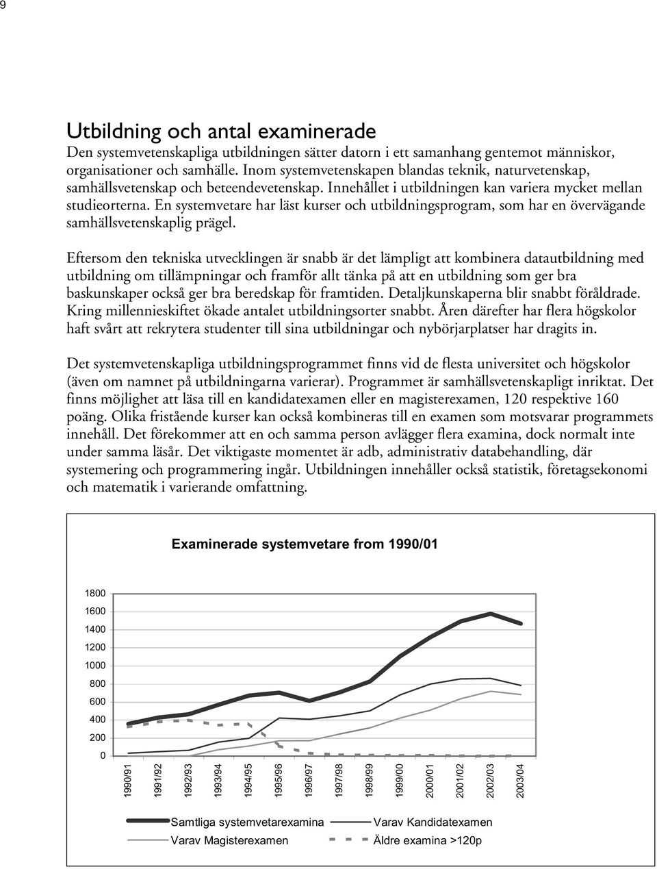 En systemvetare har läst kurser och utbildningsprogram, som har en övervägande samhällsvetenskaplig prägel.