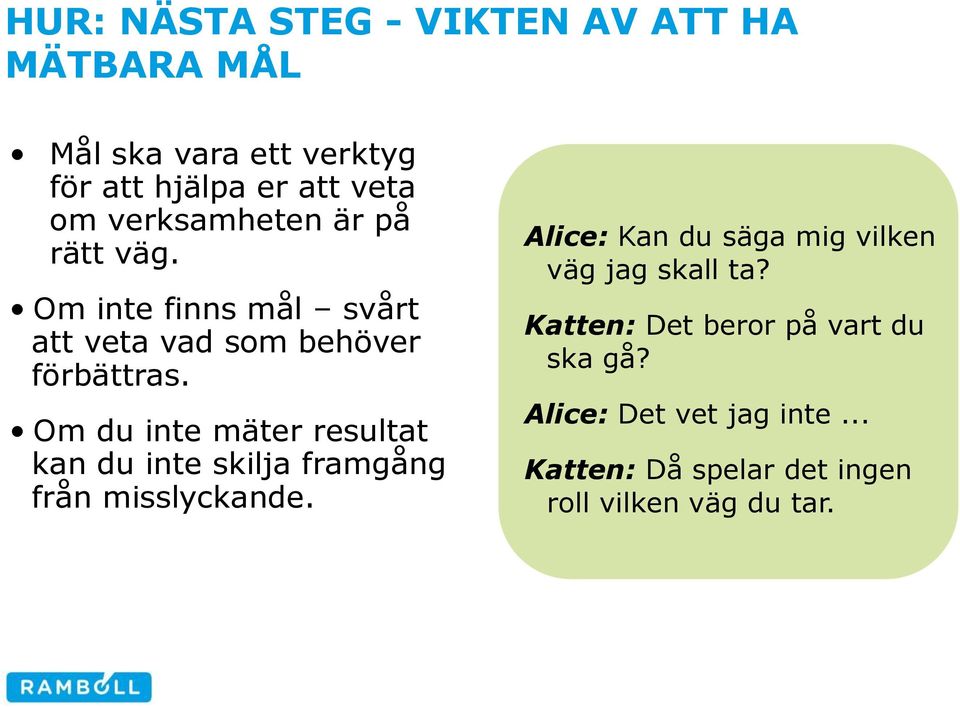 Om du inte mäter resultat kan du inte skilja framgång från misslyckande.