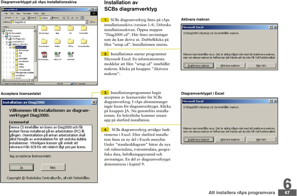 En informationruta meddelar att filen setup cd innehåller makron. Klicka på knappen Aktivera makron. Acceptera licensavtalet 3.