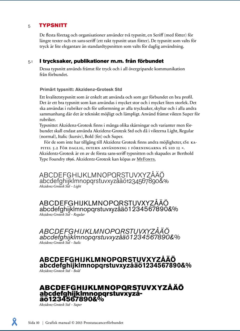 Primärt typsnitt: Akzidenz-Grotesk Std Ett kvalitetstypsnitt som är enkelt att använda och som ger förbundet en bra profil.