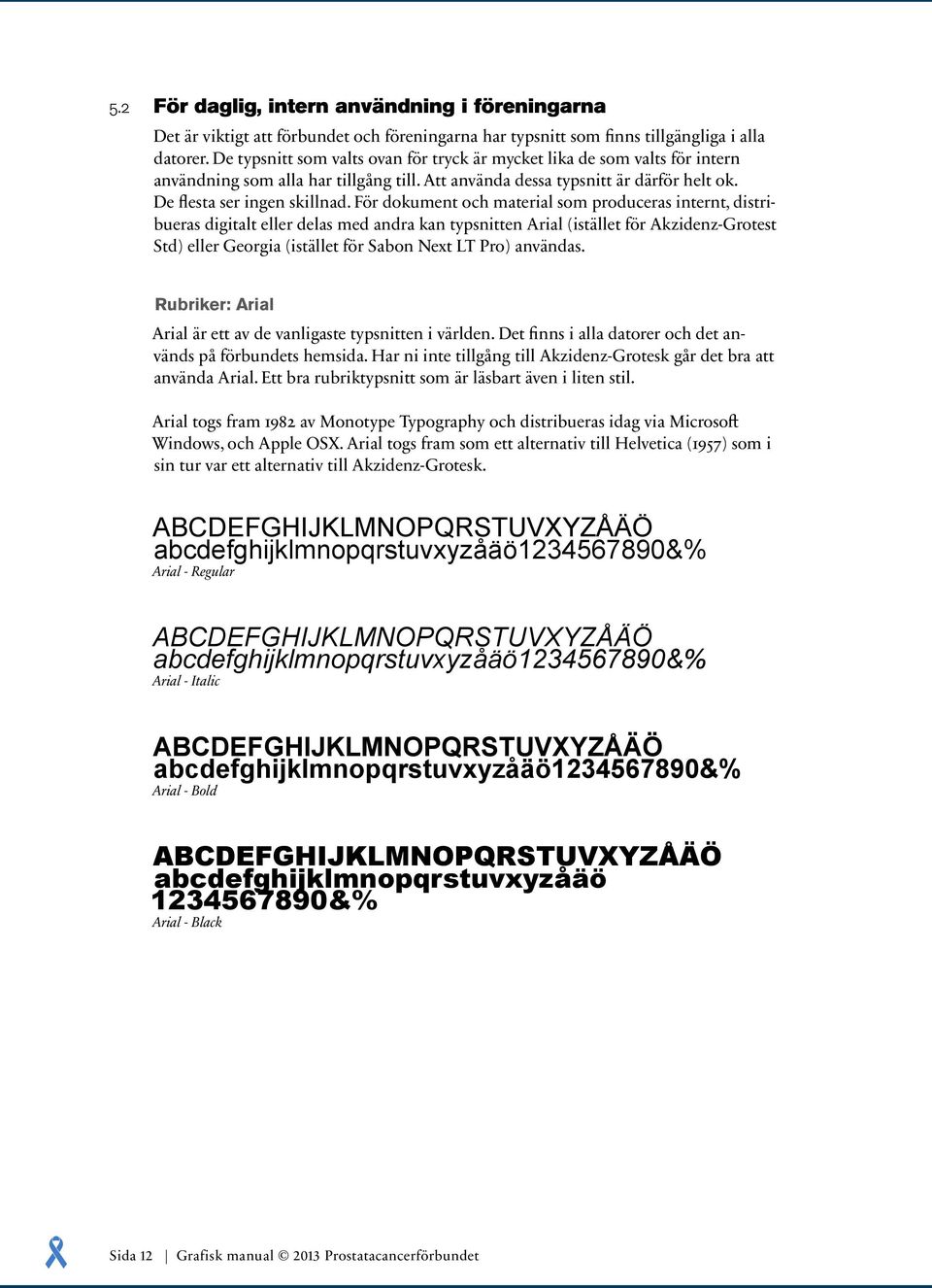 För dokument och material som produceras internt, distribueras digitalt eller delas med andra kan typsnitten Arial (istället för Akzidenz-Grotest Std) eller Georgia (istället för Sabon Next LT Pro)