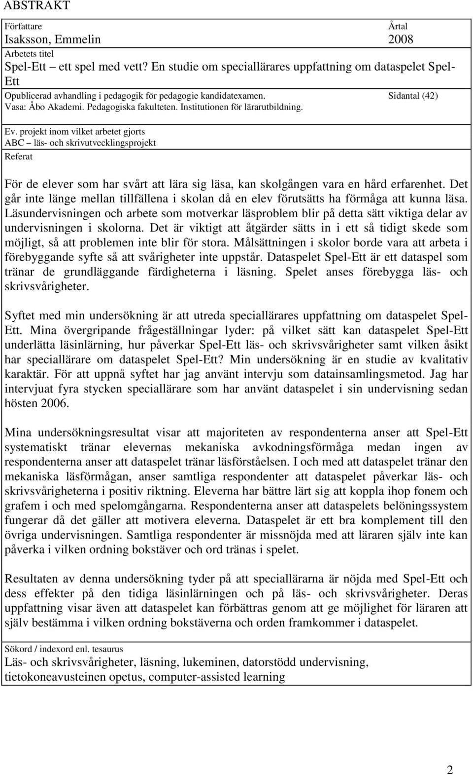 Institutionen för lärarutbildning. Ev.