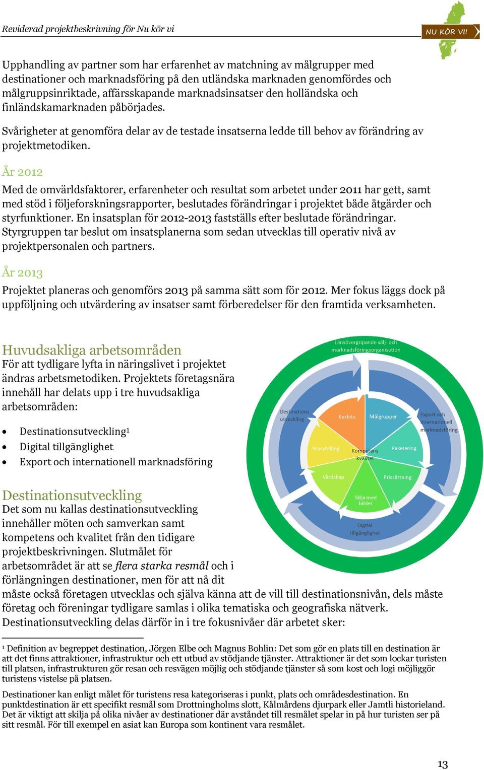 År 2012 Med de omvärldsfaktorer, erfarenheter och resultat som arbetet under 2011 har gett, samt med stöd i följeforskningsrapporter, beslutades förändringar i projektet både åtgärder och