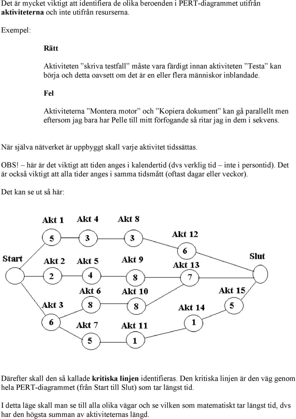 Fel Aktiviteterna Montera motor och Kopiera dokument kan gå parallellt men eftersom jag bara har Pelle till mitt förfogande så ritar jag in dem i sekvens.