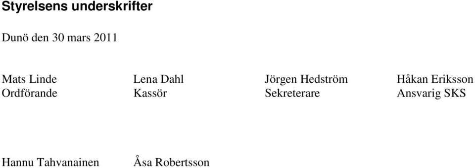 Håkan Eriksson Ordförande Kassör