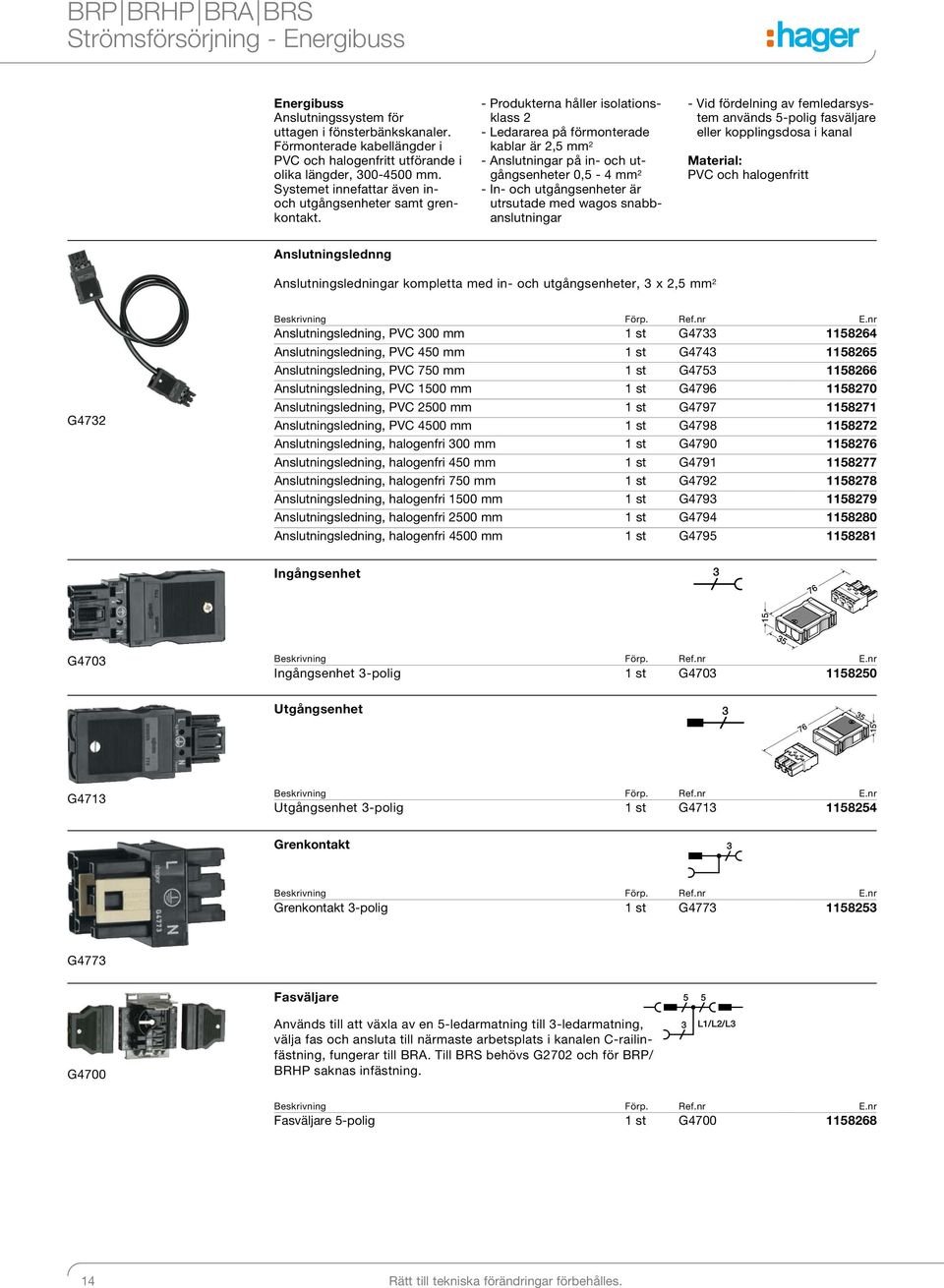 - Produktern håller isoltionsklss 2 - Ledrre på förmonterde kblr är 2,5 mm 2 - Anslutningr på in- och utgångsenheter 0,5-4 mm 2 - In- och utgångsenheter är utrsutde med wgos snbbnslutningr - Vid