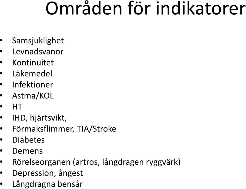 hjärtsvikt, Förmaksflimmer, TIA/Stroke Diabetes Demens