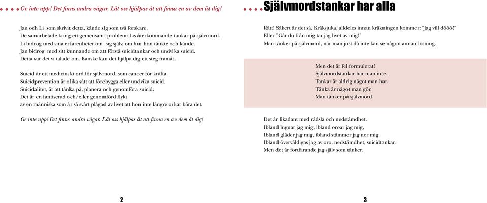 Jan bidrog med sitt kunnande om att förstå suicidtankar och undvika suicid. Detta var det vi talade om. Kanske kan det hjälpa dig ett steg framåt.