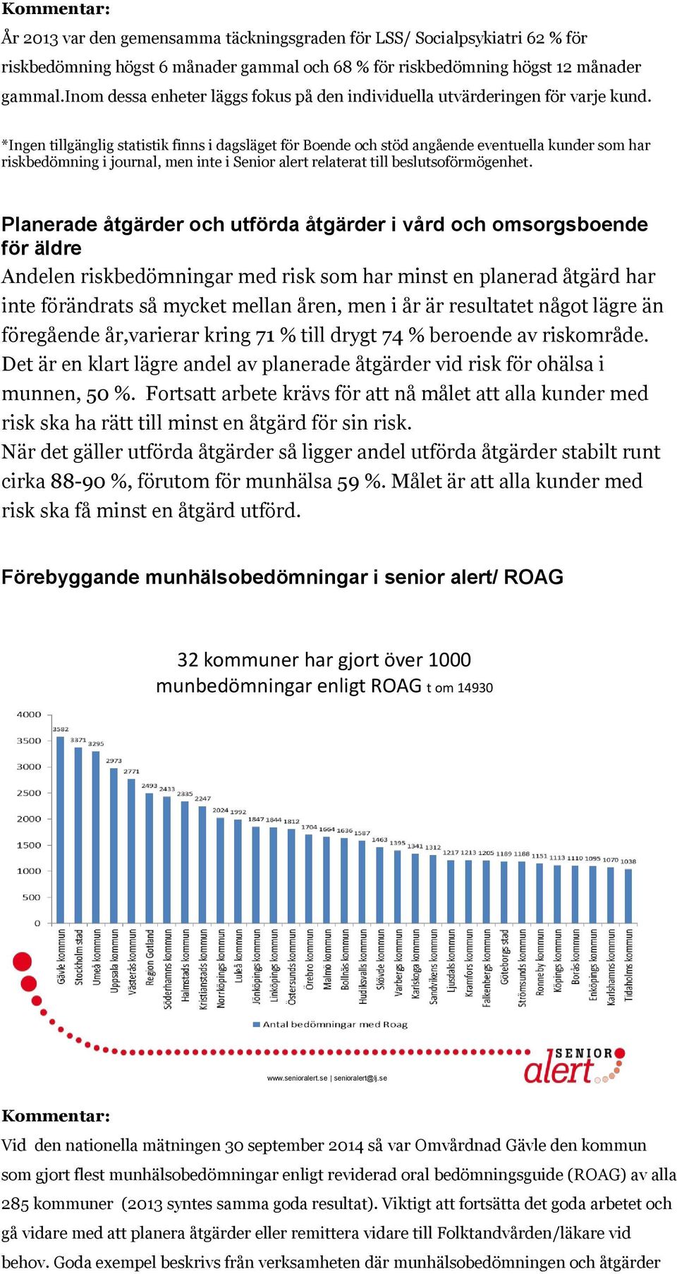 *Ingen tillgänglig statistik finns i dagsläget för Boende och stöd angående eventuella kunder som har riskbedömning i journal, men inte i Senior alert relaterat till beslutsoförmögenhet.