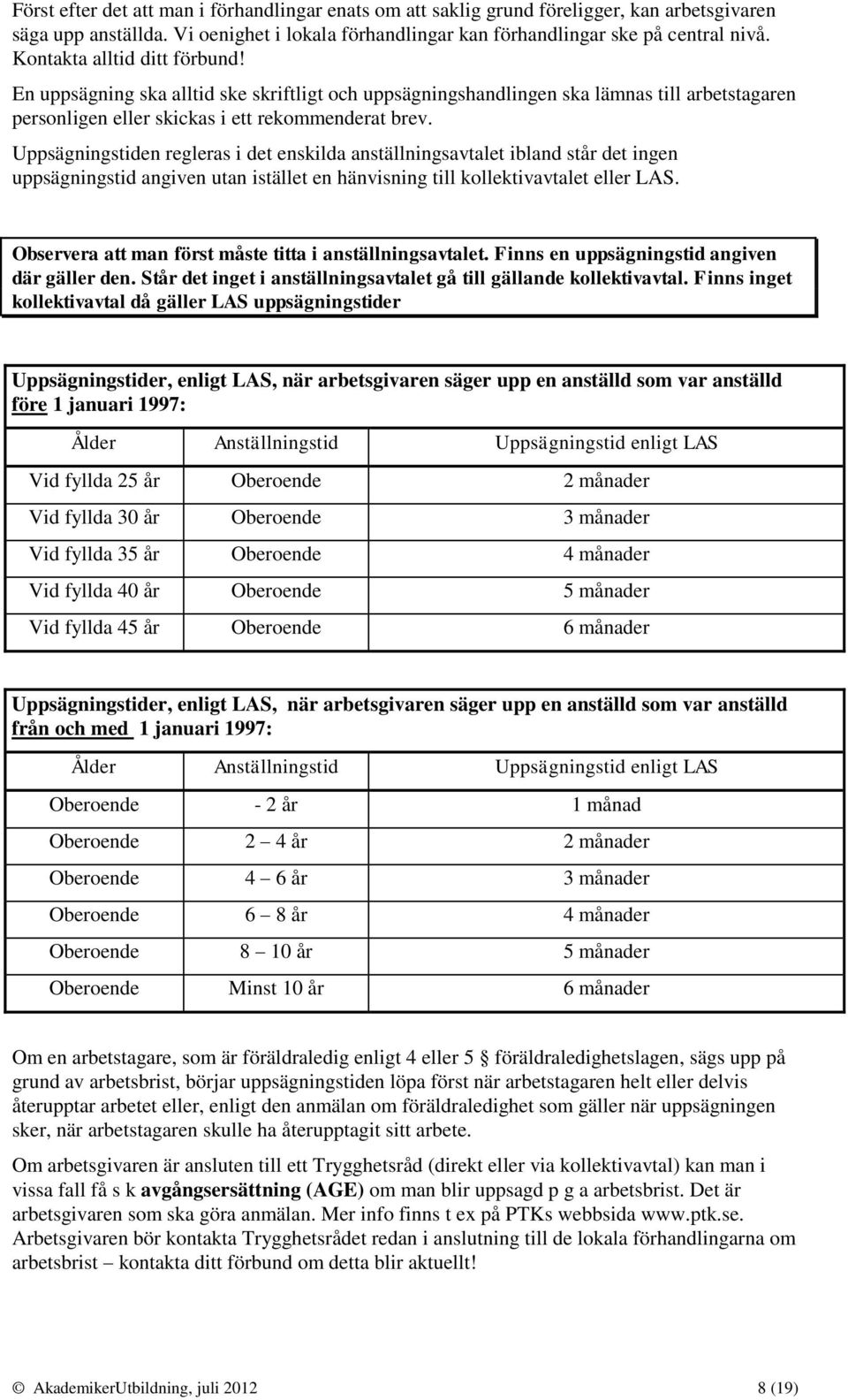 Uppsägningstiden regleras i det enskilda anställningsavtalet ibland står det ingen uppsägningstid angiven utan istället en hänvisning till kollektivavtalet eller LAS.