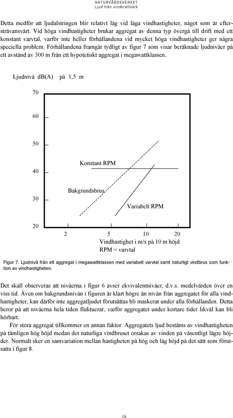 Förhållandena framgår tydligt av figur 7 som visar beräknade ljudnivåer på ett avstånd av 300 m från ett hypotetiskt aggregat i megawattklassen.