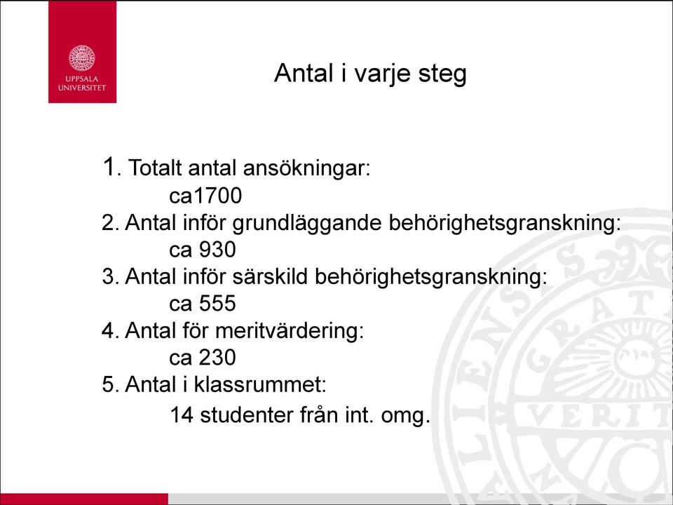 Antal inför särskild behörighetsgranskning: ca 555 4.