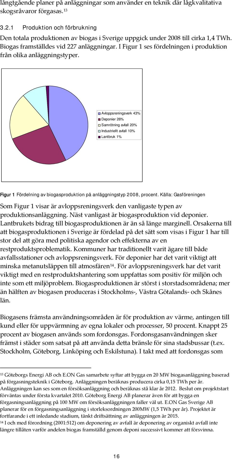 I Figur 1 ses fördelningen i produktion från olika anläggningstyper.