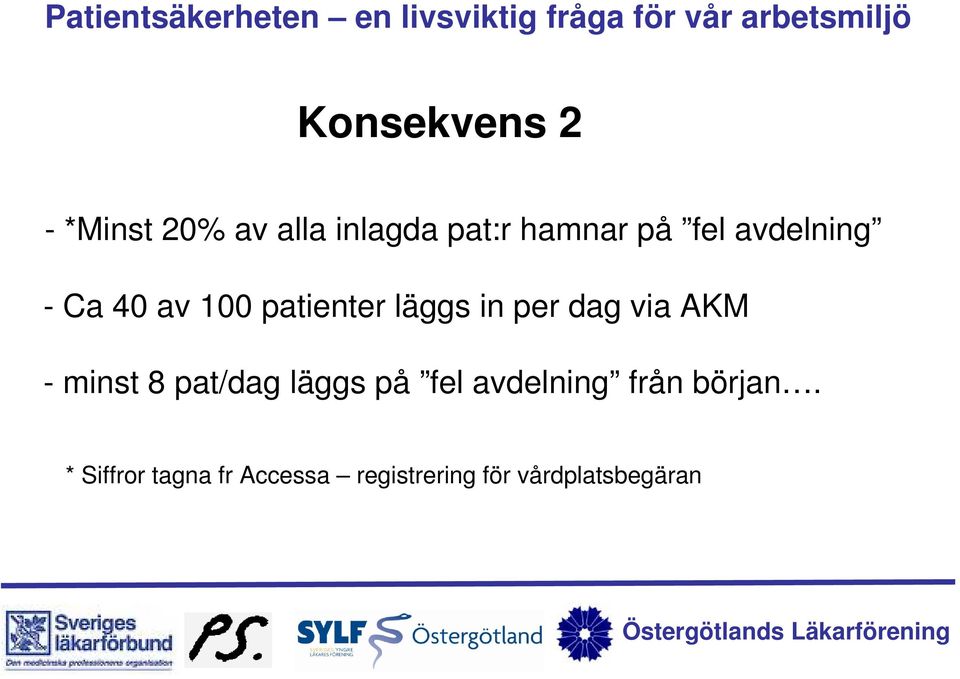 via AKM - minst 8 pat/dag läggs på fel avdelning från