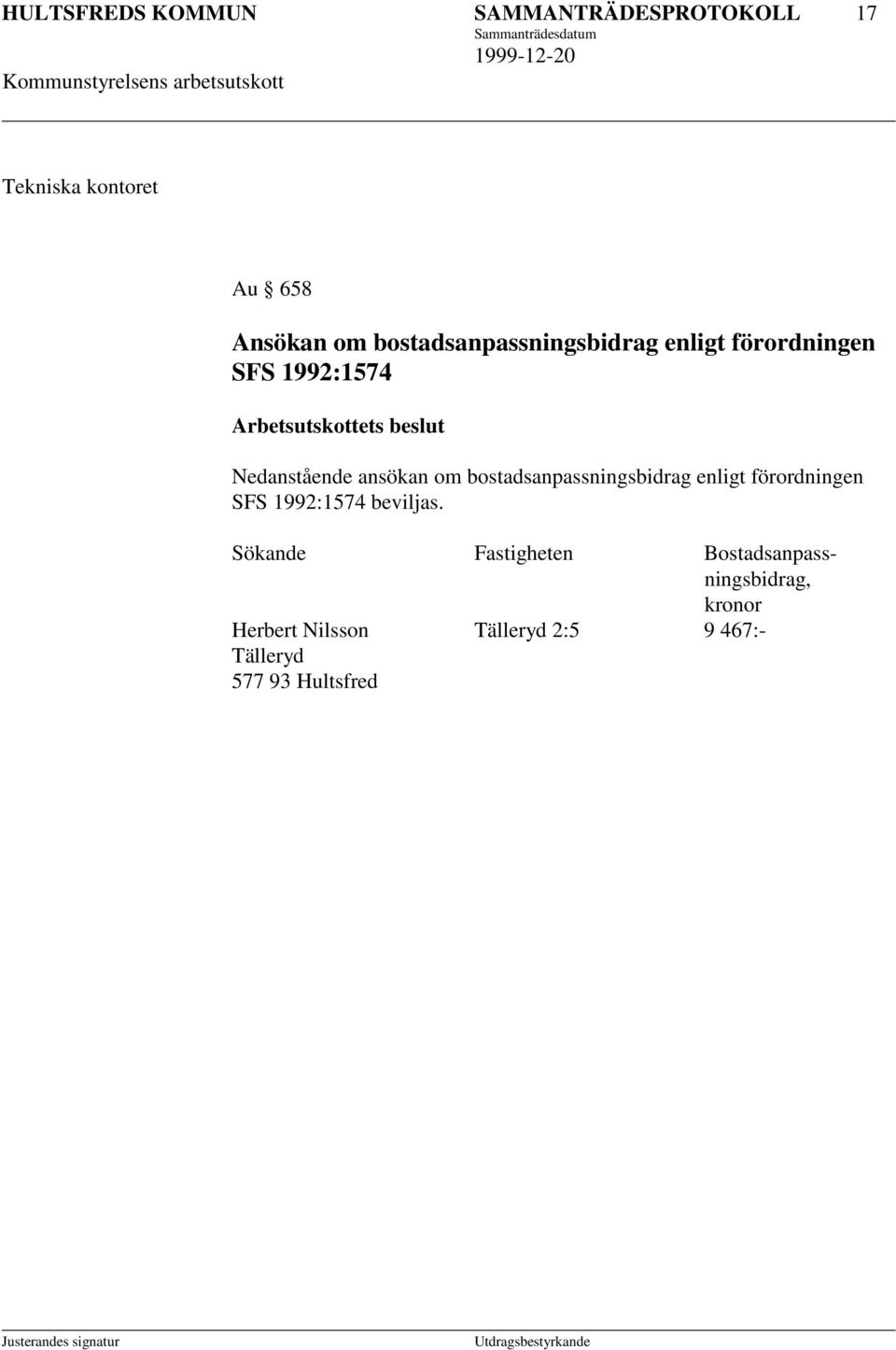 bostadsanpassningsbidrag enligt förordningen SFS 1992:1574 beviljas.