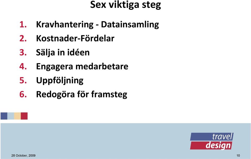 Kostnader Fördelar 3. Sälja in idéen 4.