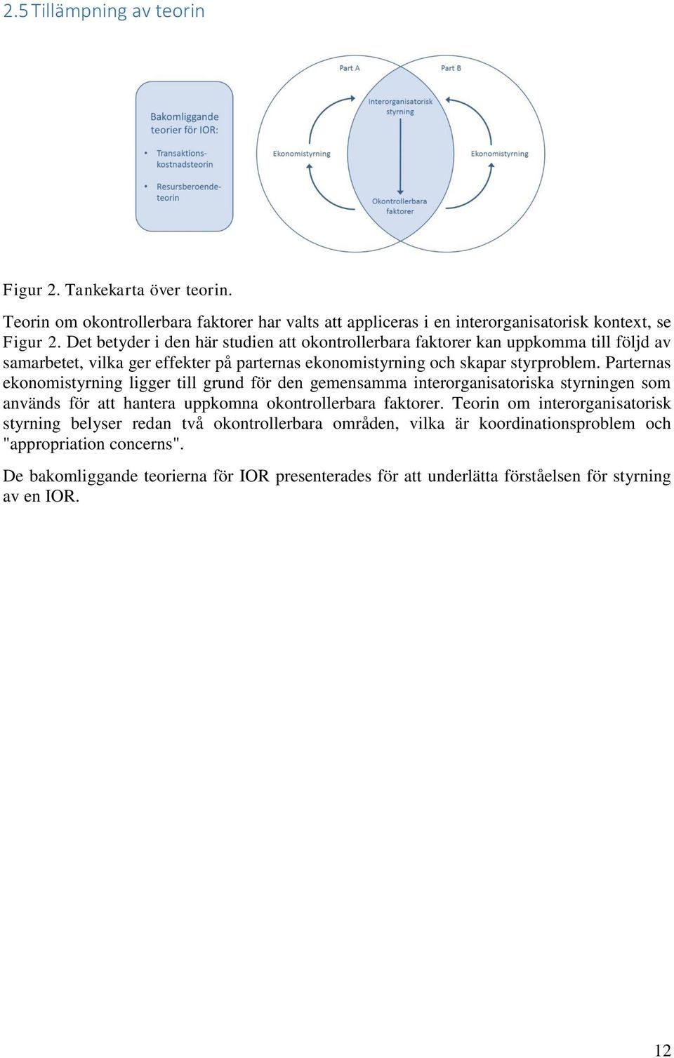 Parternas ekonomistyrning ligger till grund för den gemensamma interorganisatoriska styrningen som används för att hantera uppkomna okontrollerbara faktorer.