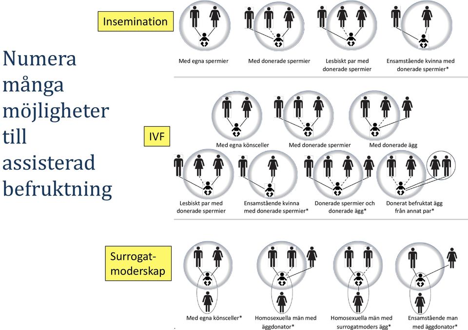 Ensamstående kvinna Donerade spermier och Donerat befruktat ägg donerade spermier med donerade spermier* donerade ägg* från annat par*