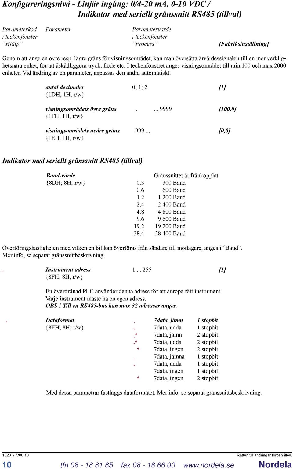 I teckenfönstret anges visningsområdet till min 100 och max 2000 enheter. Vid ändring av en parameter, anpassas den andra automatiskt.