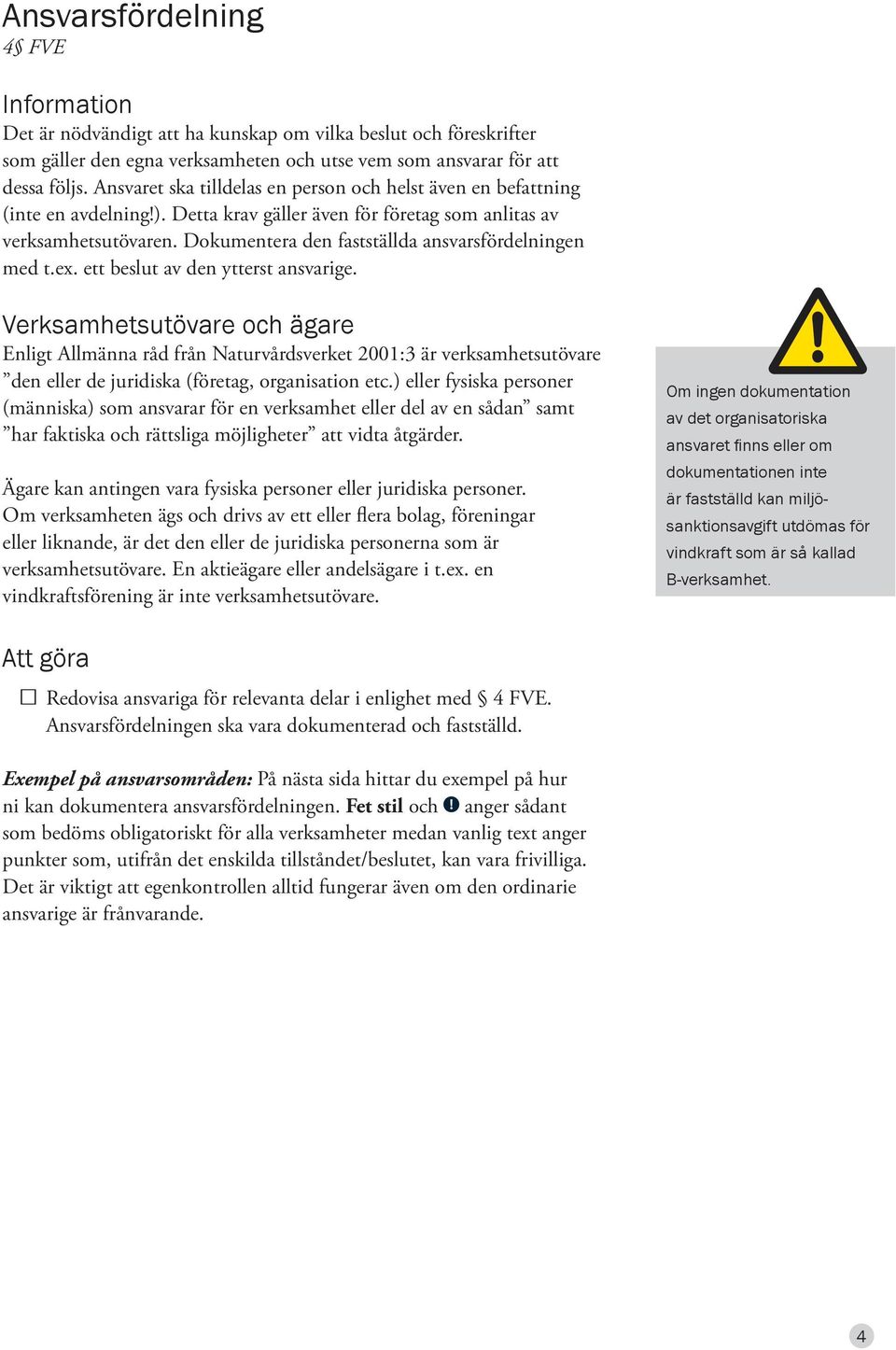 Dokumentera den fastställda ansvarsfördelningen med t.ex. ett beslut av den ytterst ansvarige.