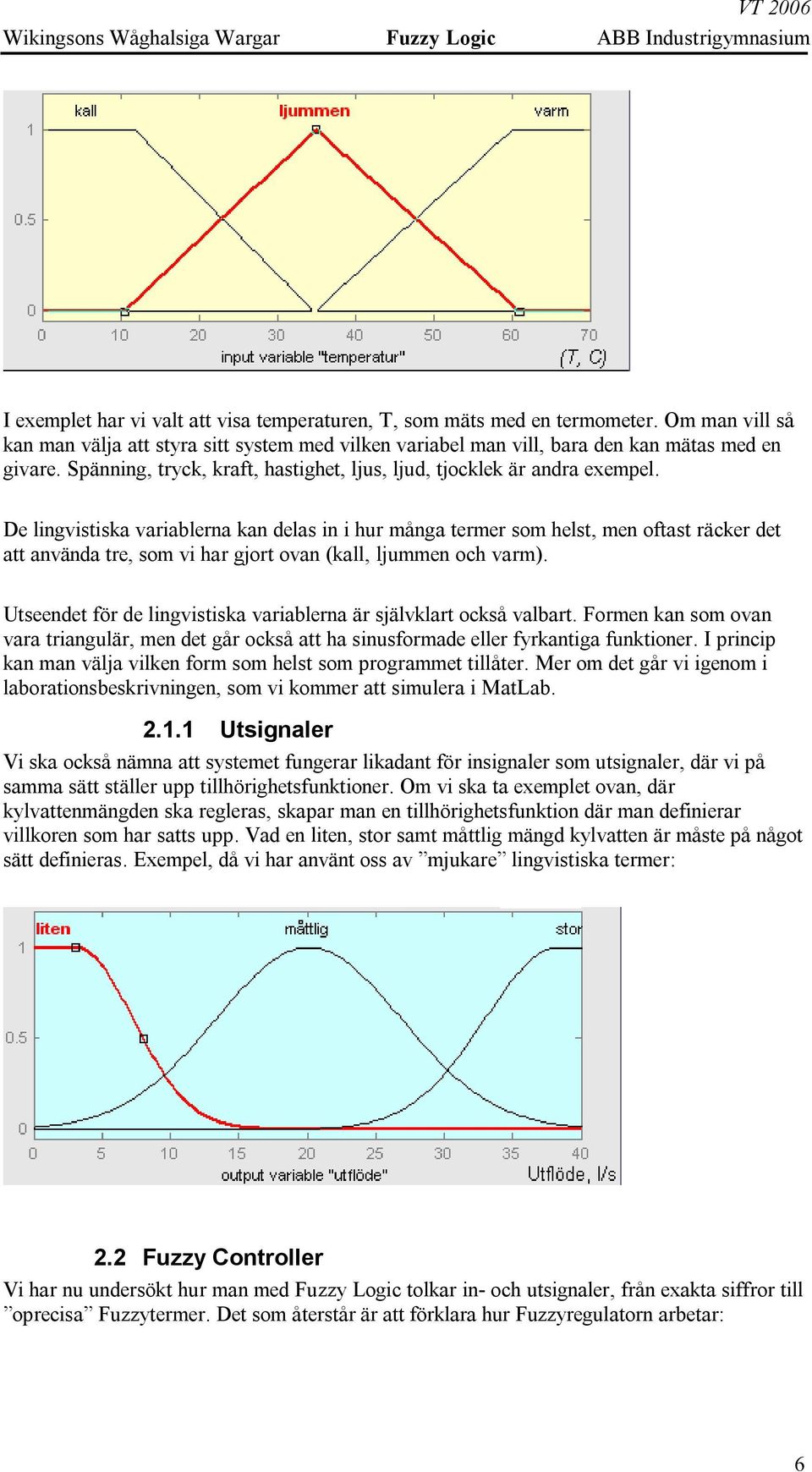 De lingvistiska variablerna kan delas in i hur många termer som helst, men oftast räcker det att använda tre, som vi har gjort ovan (kall, ljummen och varm).