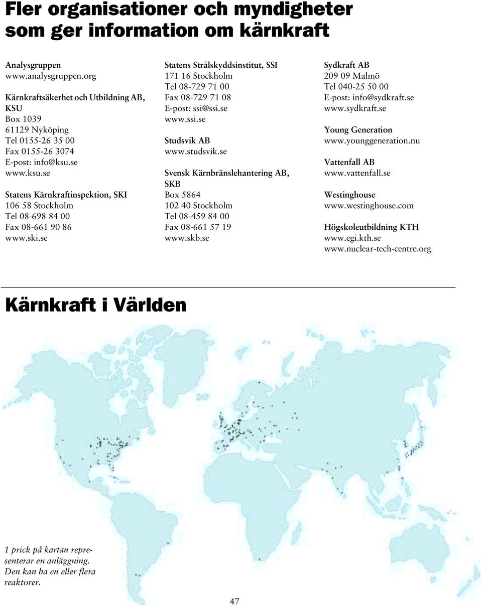 se www.ksu.se Statens Kärnkraftinspektion, SKI 106 58 Stockholm Tel 08-698 84 00 Fax 08-661 90 86 www.ski.