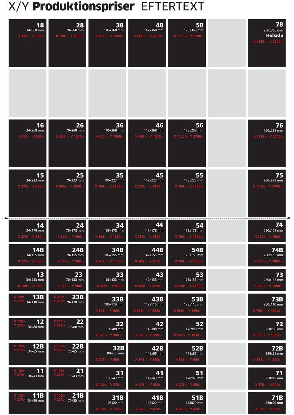 13:- 3 16x223 mm 4 142x223 mm 178x223 mm 7 2x223 mm X 7:- Y 18:- X 7:- Y 18:- X 7:- Y 18:- X 112:- Y 27:- 14 34x178 mm 24 7x178 mm X 27:- Y 6:- X 37:- Y 9:- 34 16x178 mm 142x178 mm 44 4 74 178x178 mm