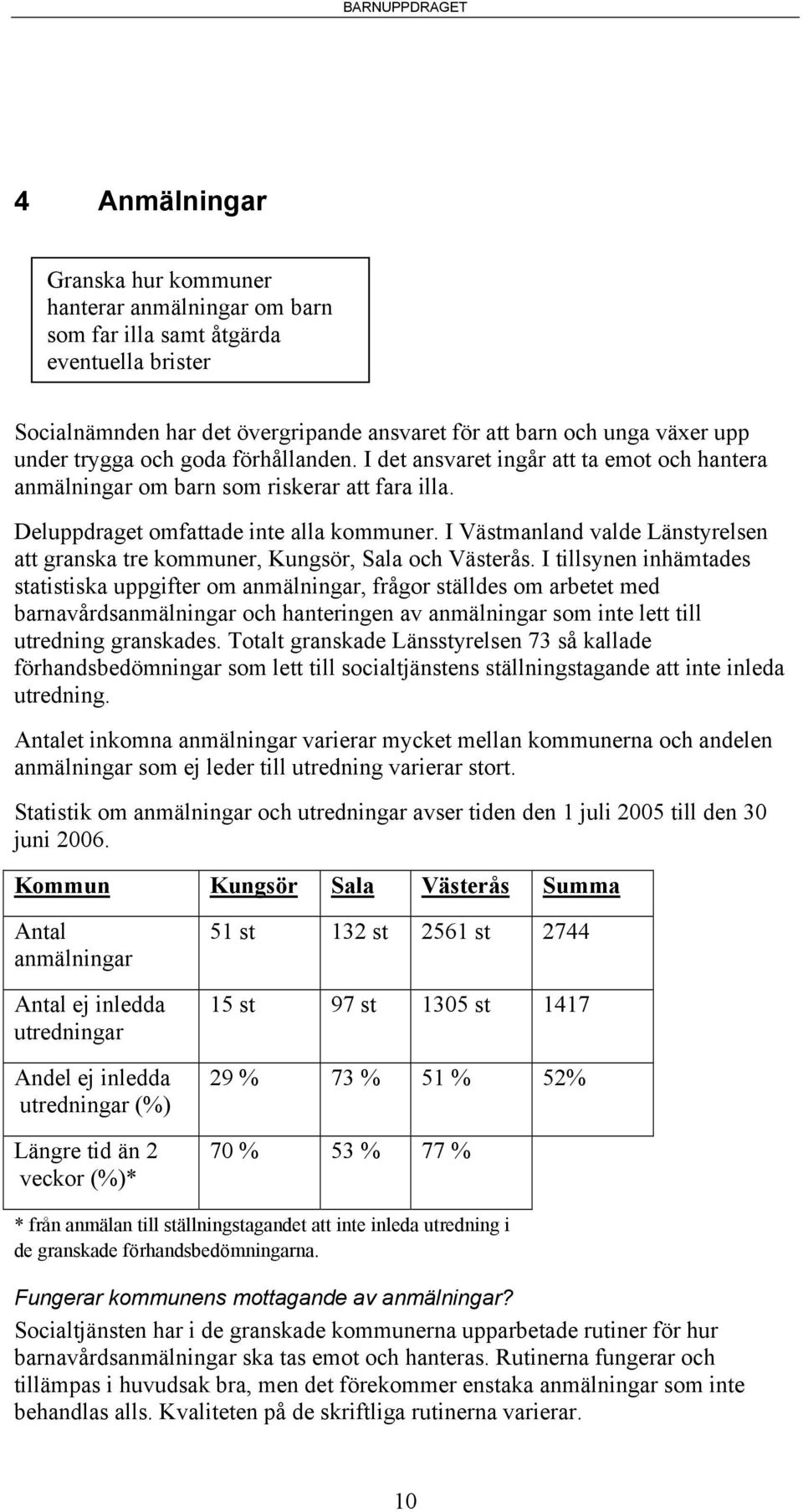 I Västmanland valde Länstyrelsen att granska tre kommuner, Kungsör, Sala och Västerås.