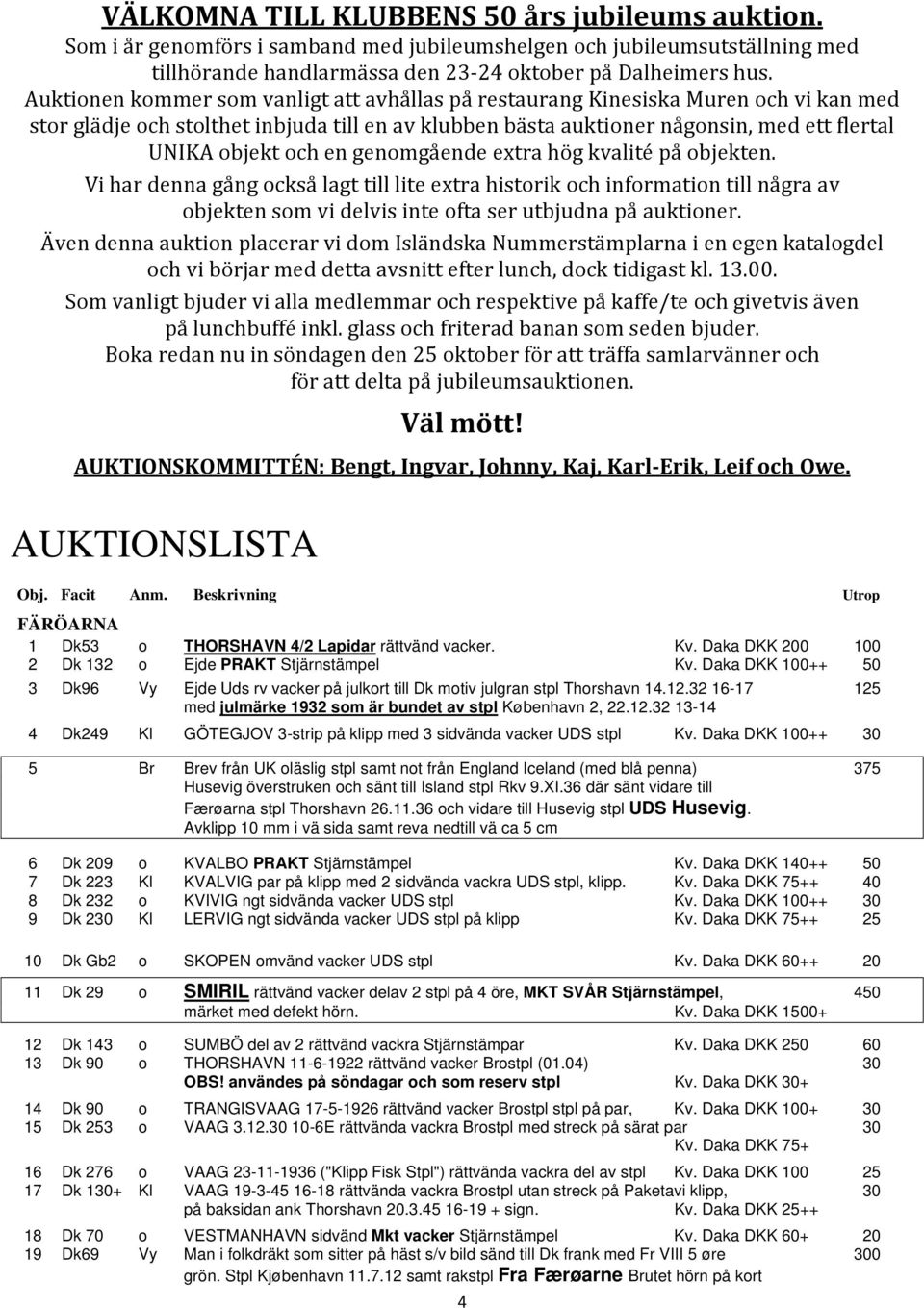 en genomgående extra hög kvalité på objekten. Vi har denna gång också lagt till lite extra historik och information till några av objekten som vi delvis inte ofta ser utbjudna på auktioner.