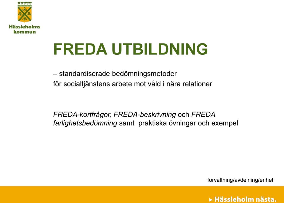 relationer FREDA-kortfrågor, FREDA-beskrivning och