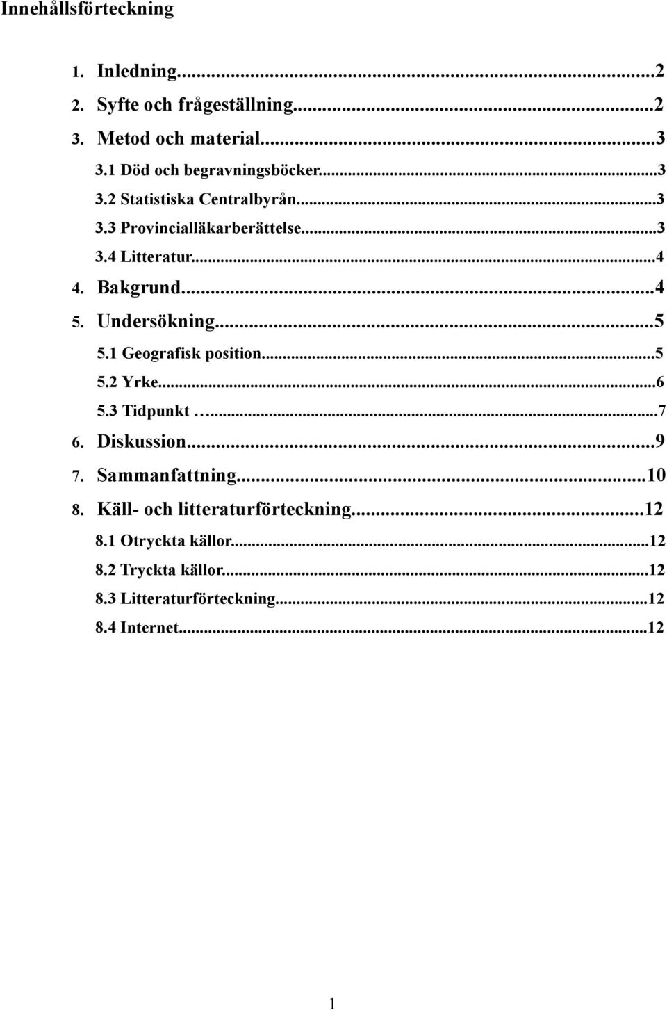 Bakgrund...4 5. Undersökning...5 5.1 Geografisk position...5 5.2 Yrke...6 5.3 Tidpunkt...7 6. Diskussion...9 7.