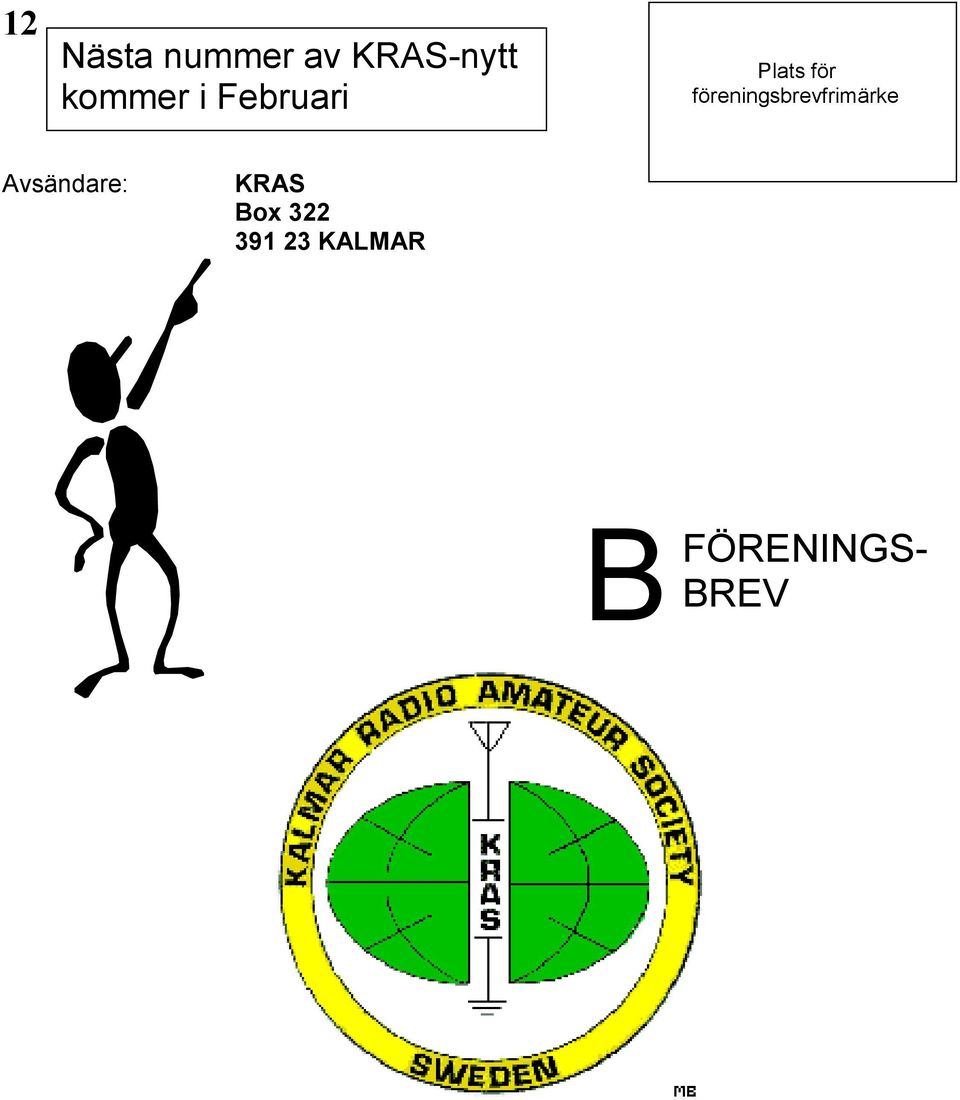 föreningsbrevfrimärke Avsändare: