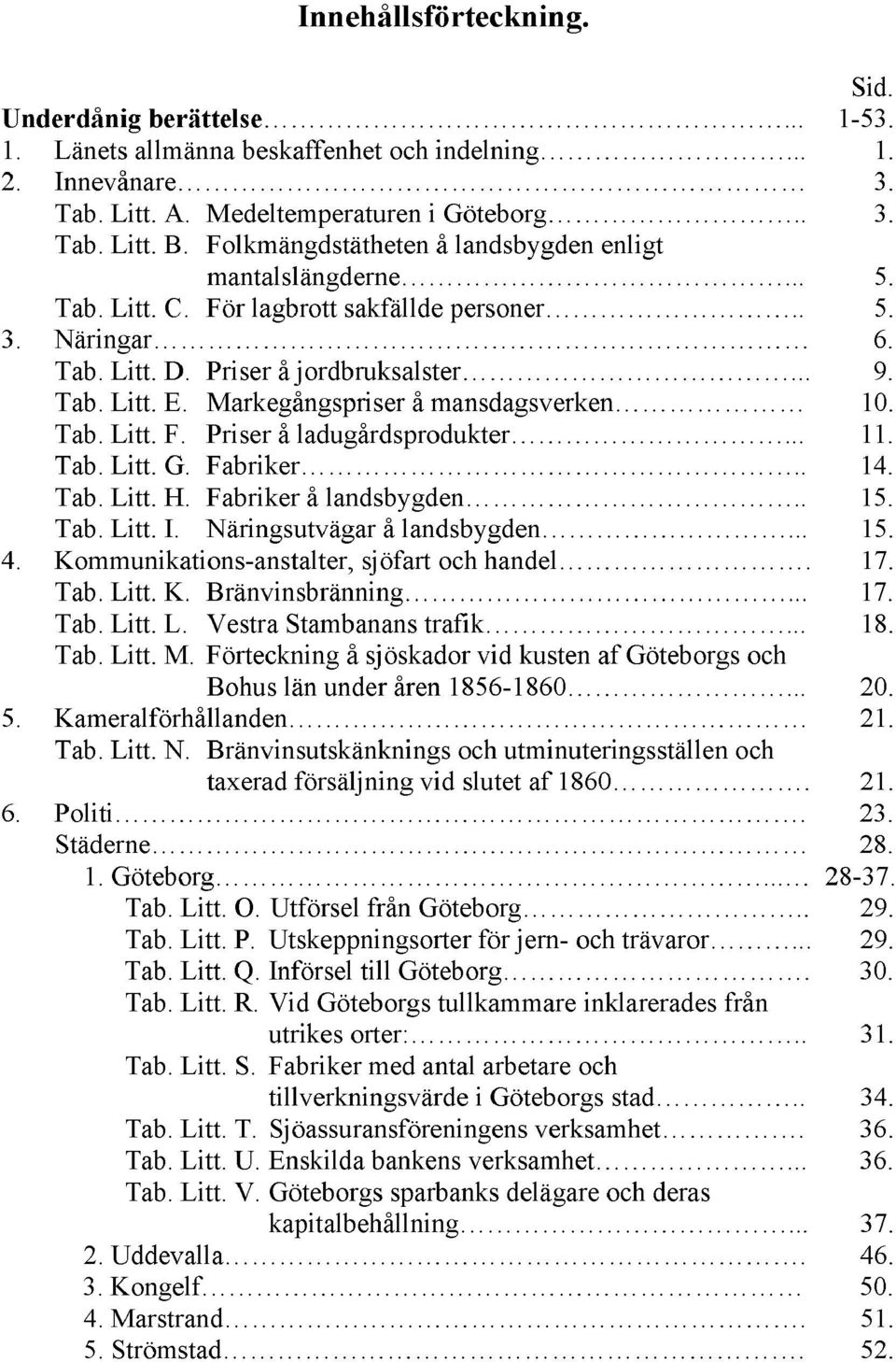 Markegångspriser å mansdagsverken 10. Tab. Litt. F. Priser å ladugårdsprodukter... 11. Tab. Litt. G. Fabriker.. 14. Tab. Litt. H. Fabriker å landsbygden.. 15. Tab. Litt. I.