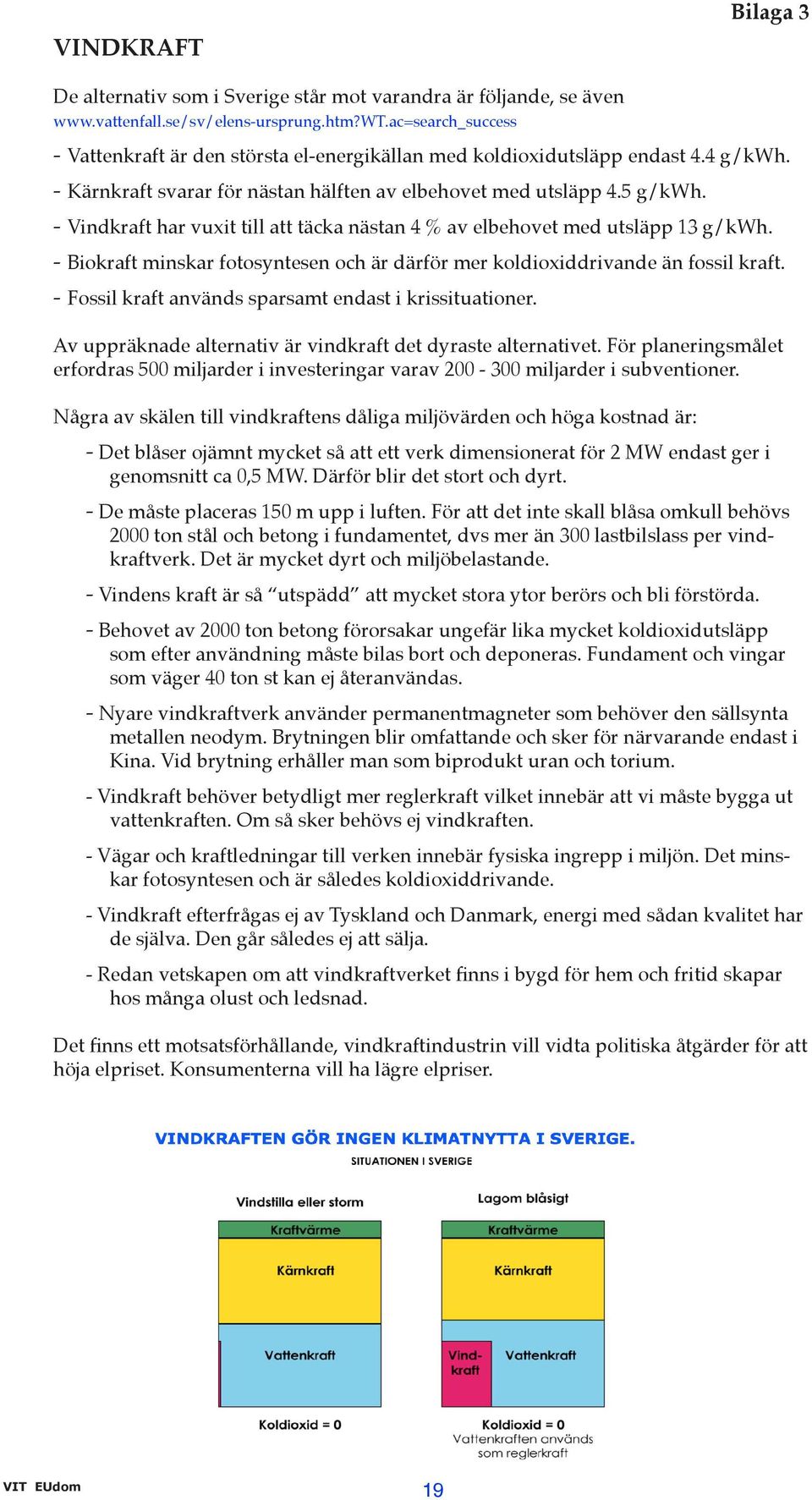 - Vindkraft har vuxit till att täcka nästan 4 % av elbehovet med utsläpp 13 g/kwh. - Biokraft minskar fotosyntesen och är därför mer koldioxiddrivande än fossil kraft.